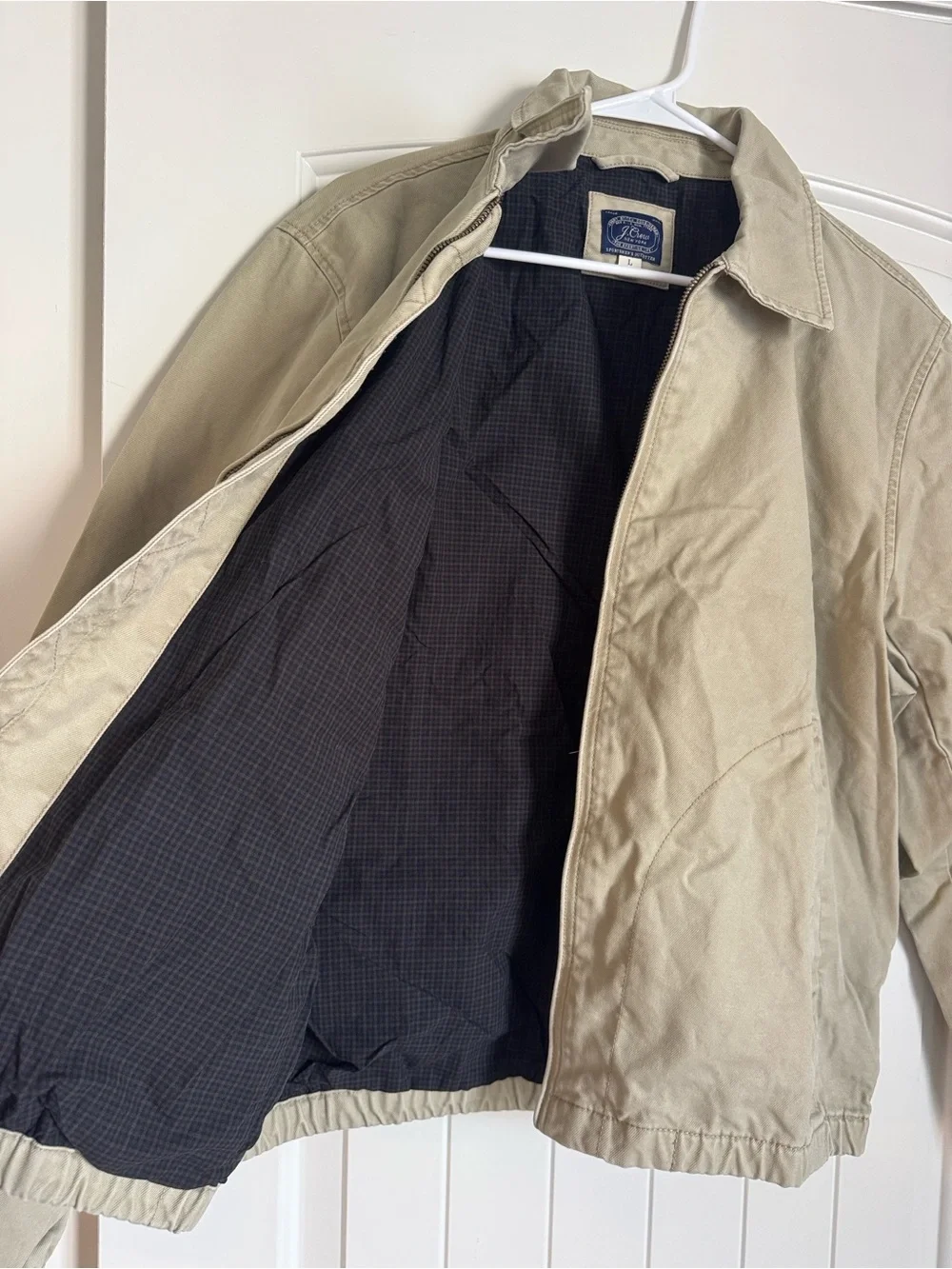 J Crew Beige Zip-Up Harrington Jacket